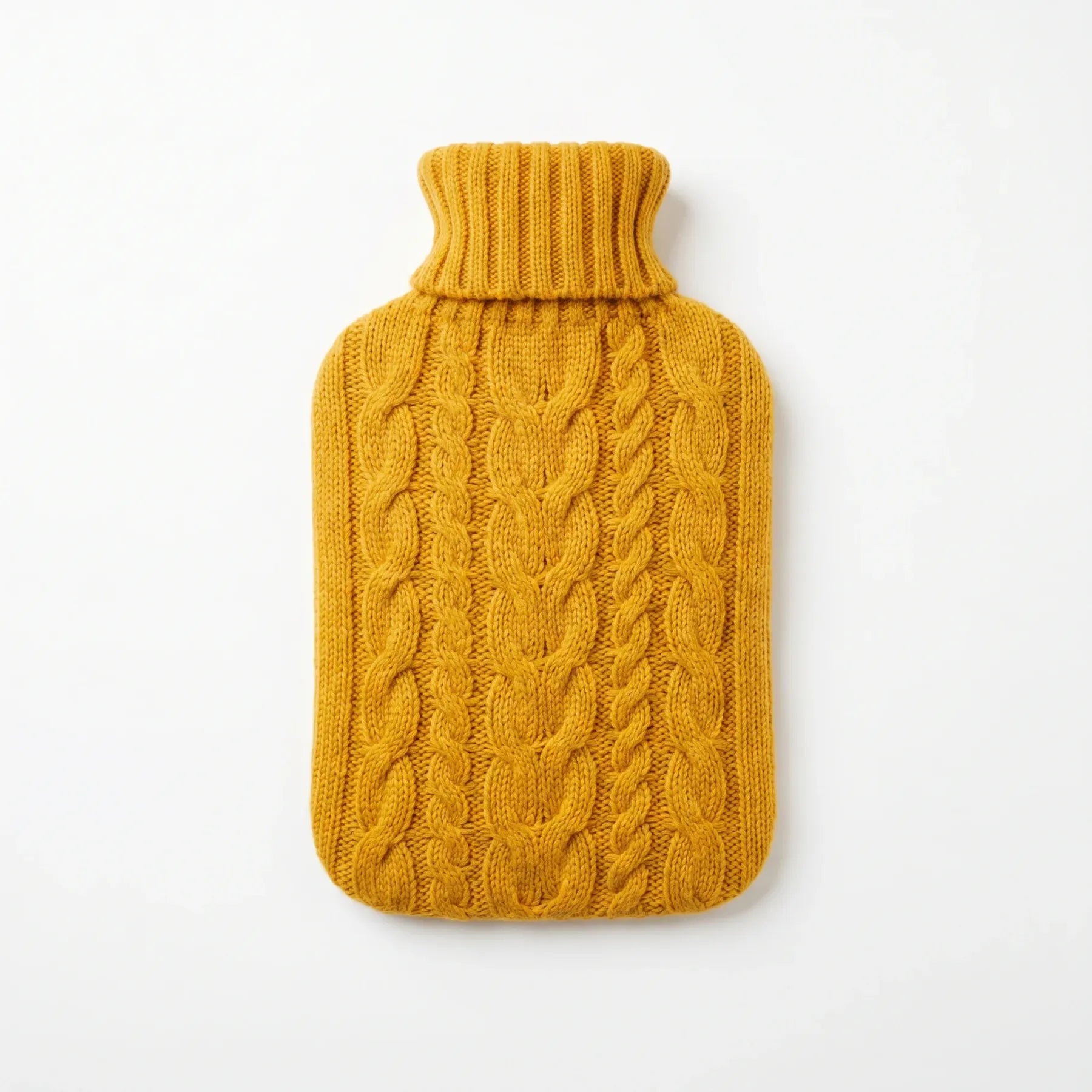 Mustard Cable Knit Hot Water Bottle Cover