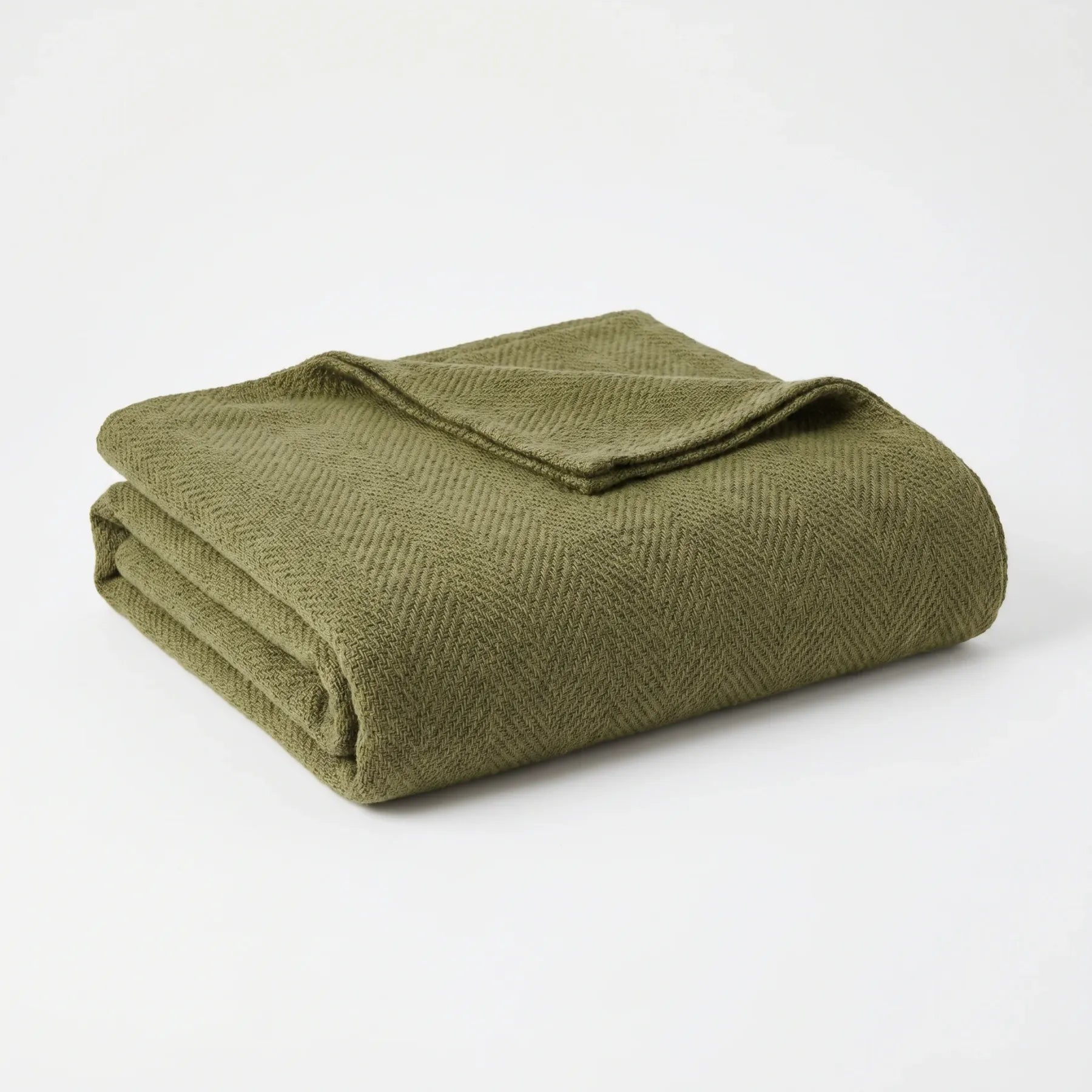 Olive Hemp Herringbone Throw