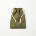 Olive Linen Drawstring Travel Pouch